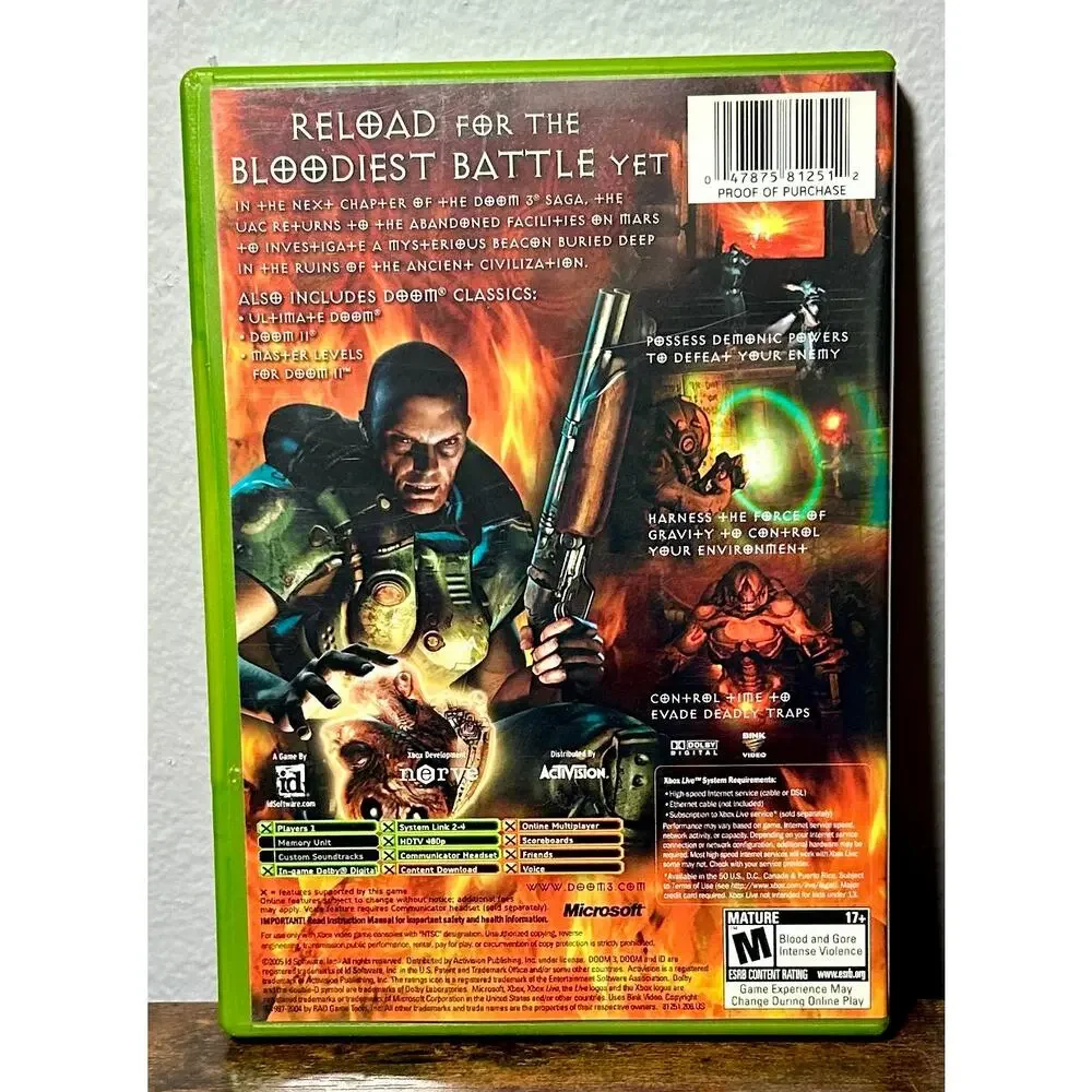 Doom 3: Resurrection of Evil (Microsoft Xbox) CIB, OG Original- Tested.